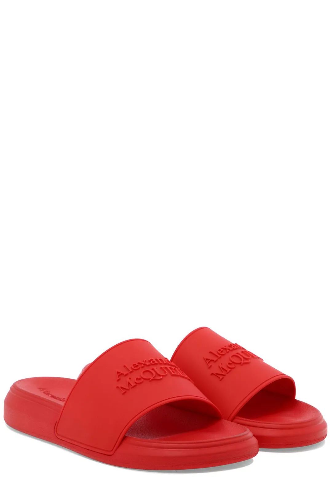 Alexander McQueen Logo Embossed Slip-On Slides