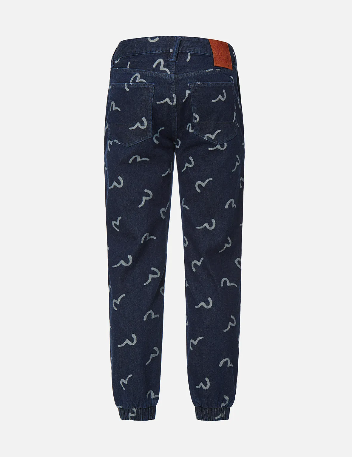 Allover Seagull Jacquard Denim Jogger Pants