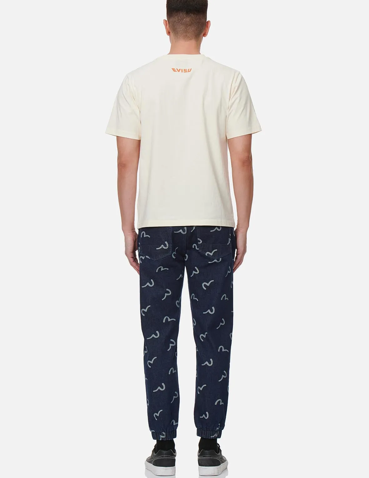 Allover Seagull Jacquard Denim Jogger Pants