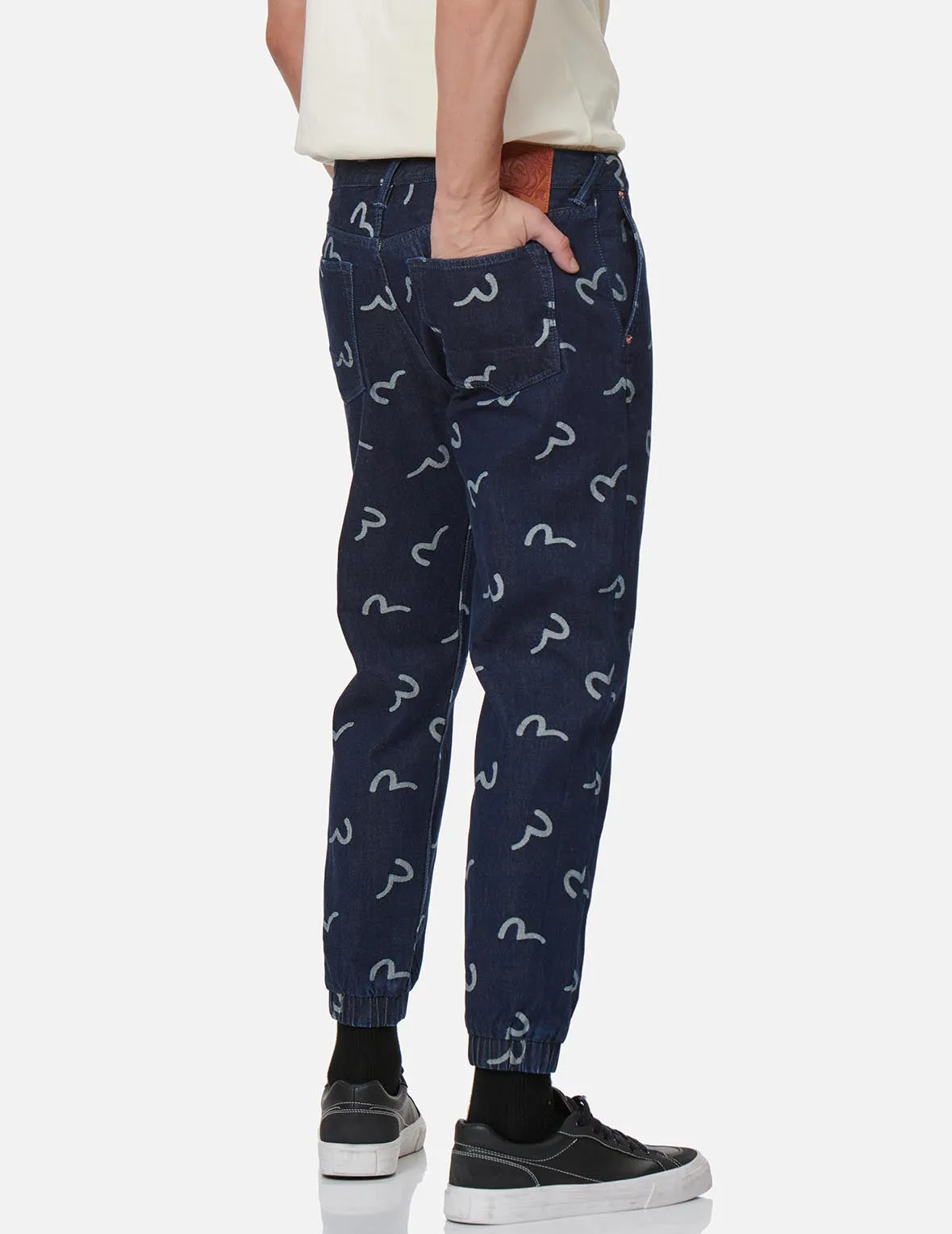 Allover Seagull Jacquard Denim Jogger Pants