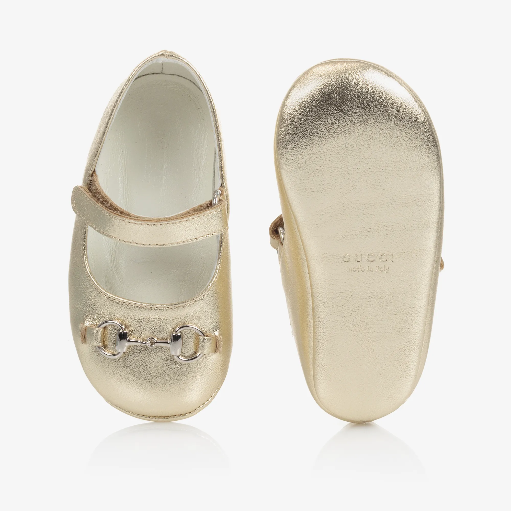 Baby Girls Gold Leather Shoes