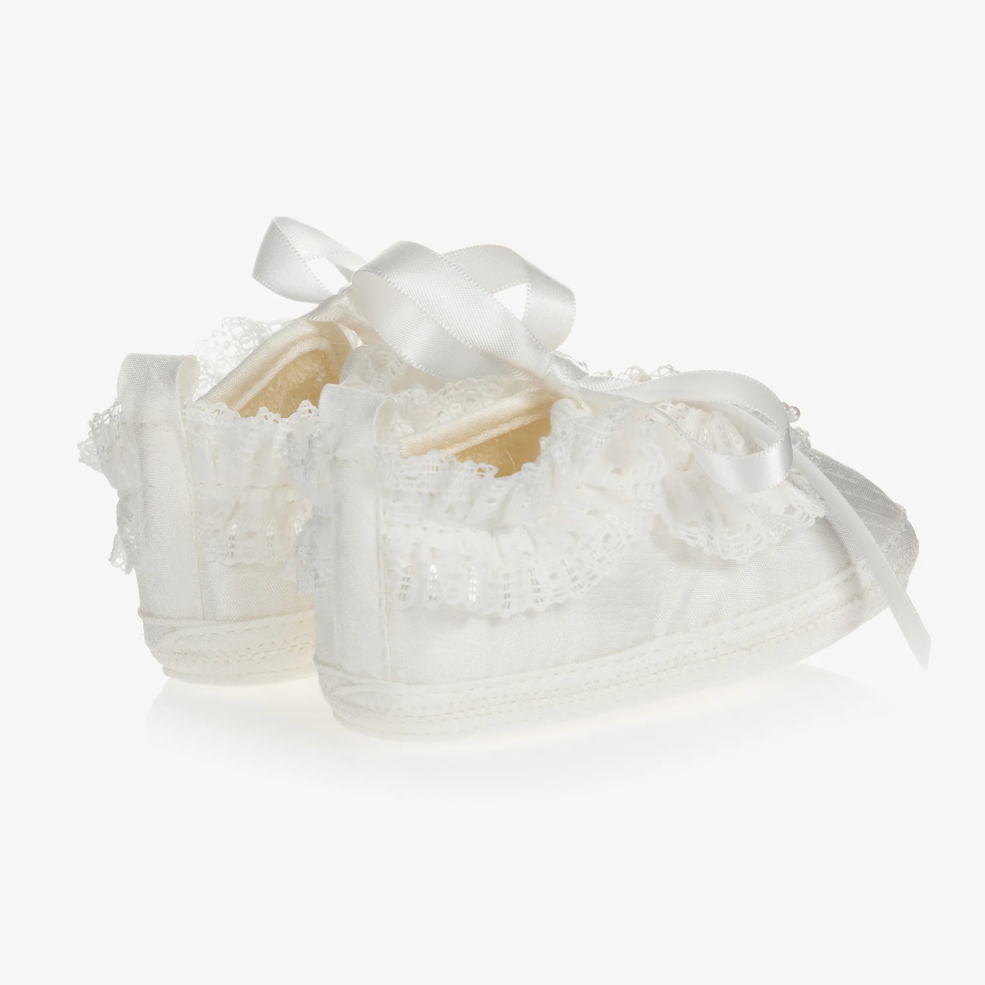 Baby Girls Ivory Silk Shoes