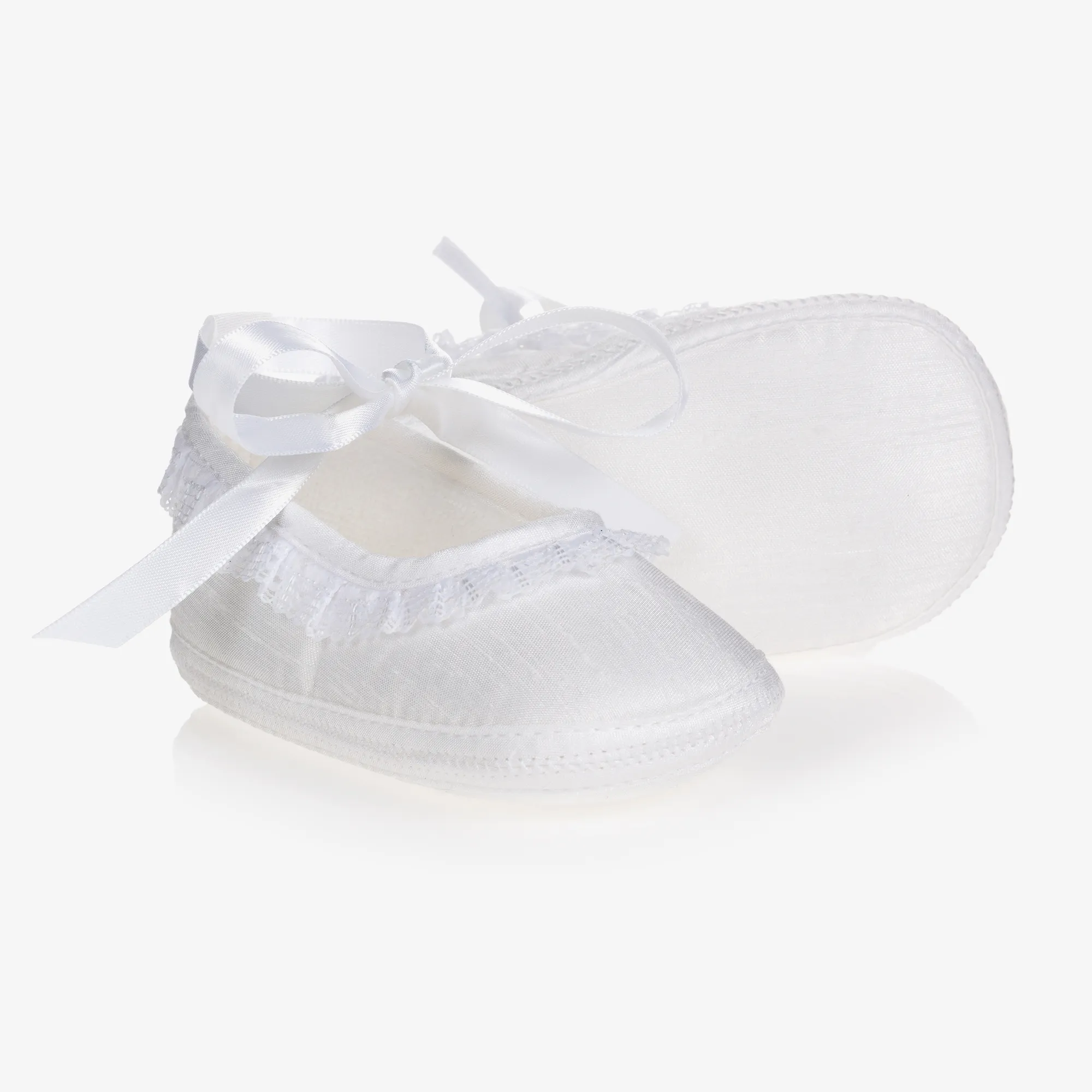 Baby Girls White Silk Shoes