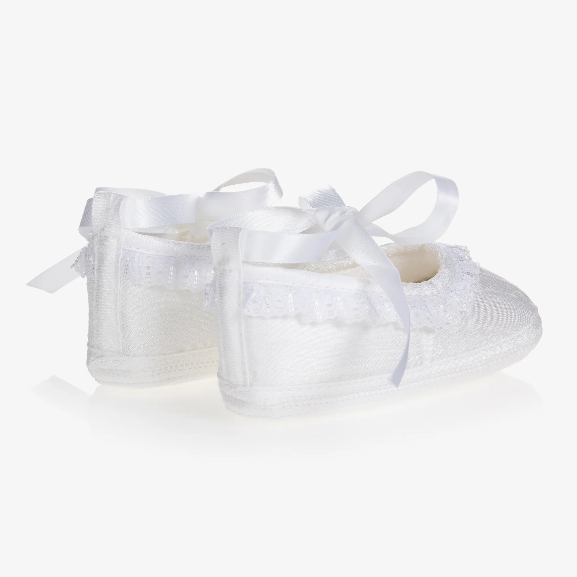 Baby Girls White Silk Shoes