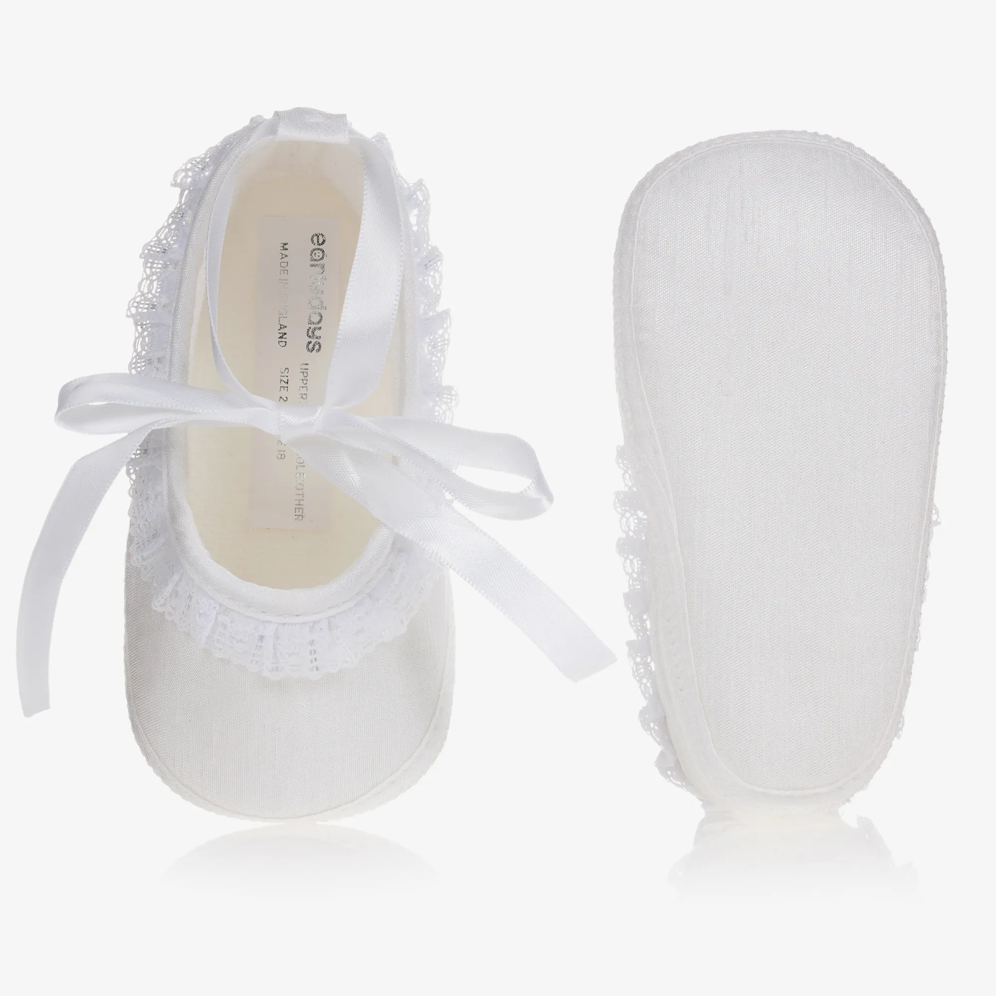 Baby Girls White Silk Shoes