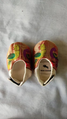 Baby Paithani Fabric Shoes color cream