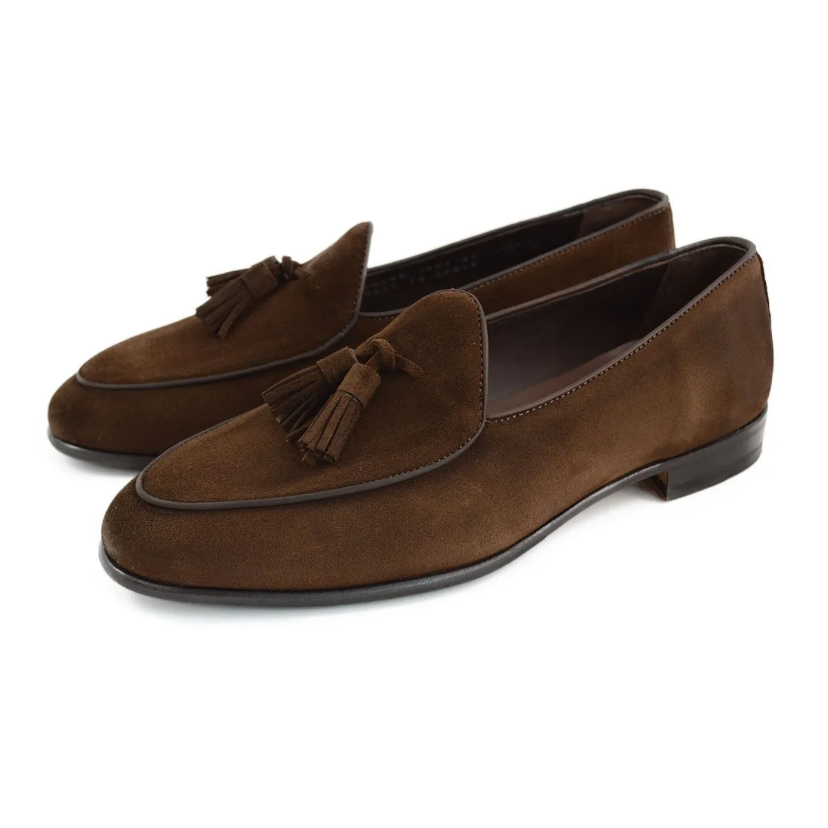 Berwick 1707 Tassel Belgian Loafer (4951)-Dark Brown Suede