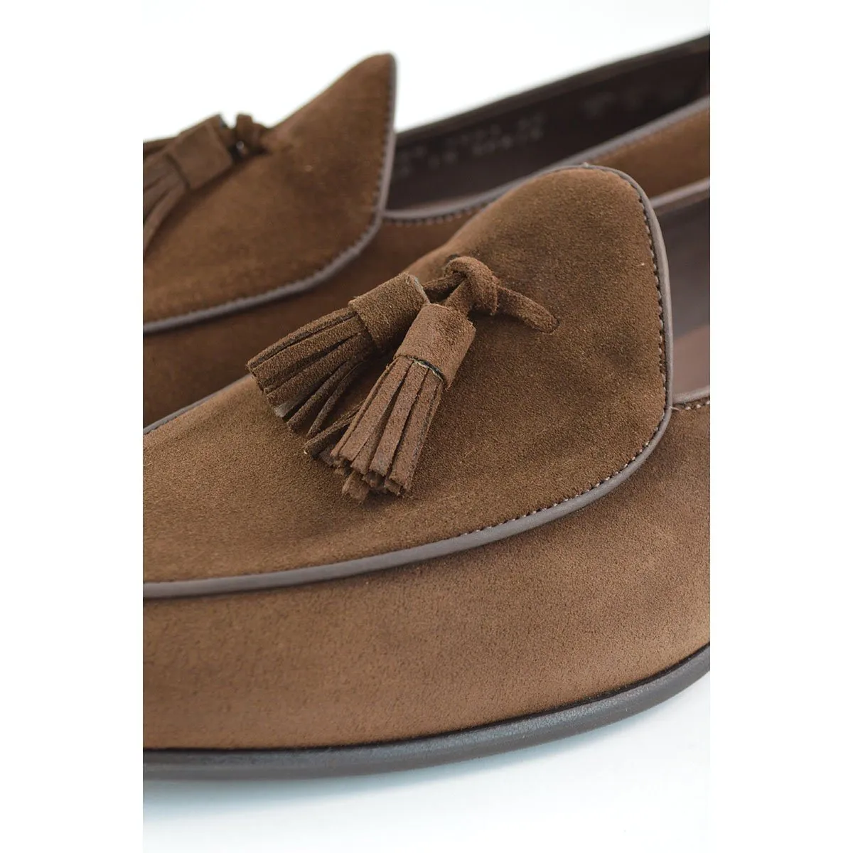 Berwick 1707 Tassel Belgian Loafer (4951)-Dark Brown Suede