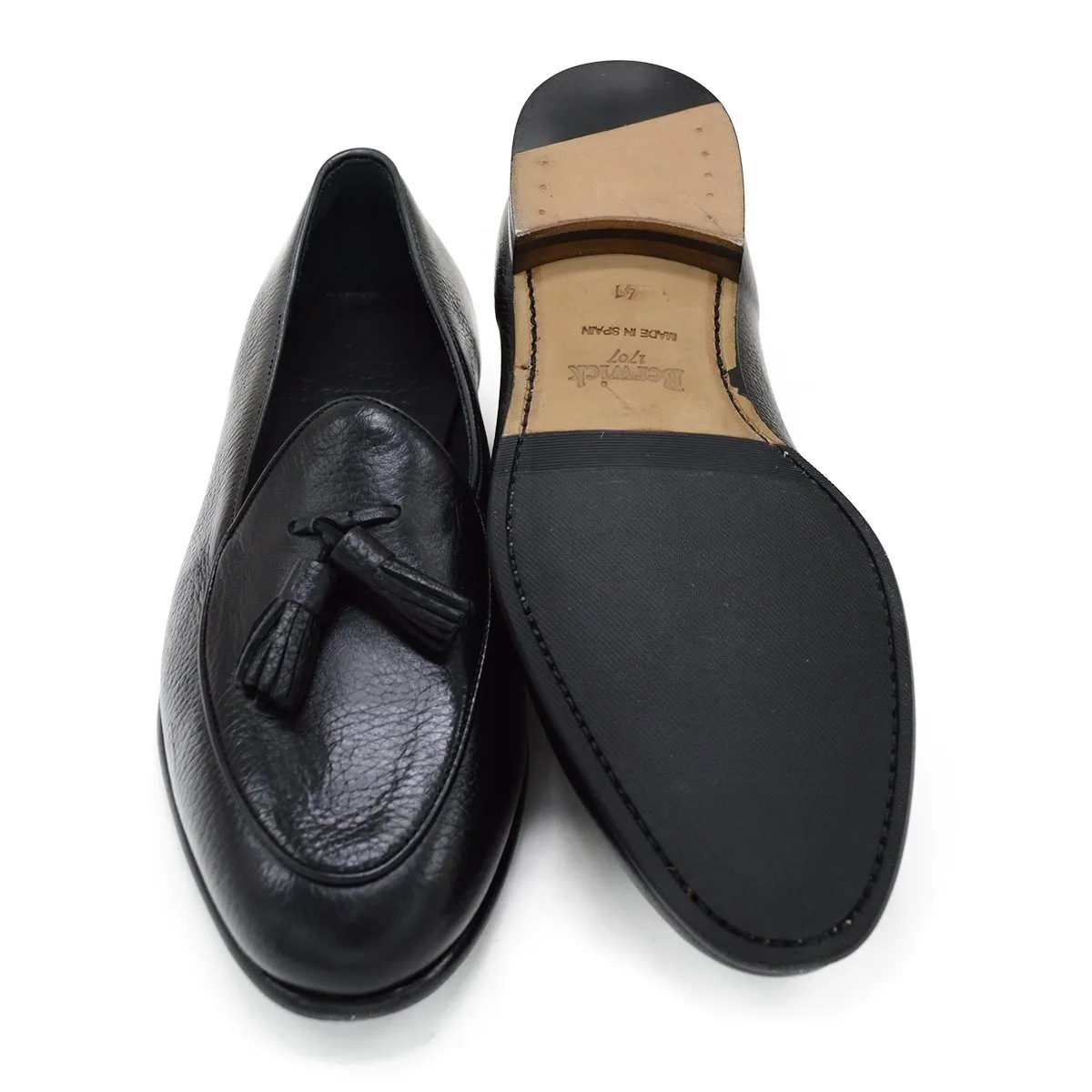 Berwick 1707 Tassel Belgian Loafer (4951) -Black Deerskin