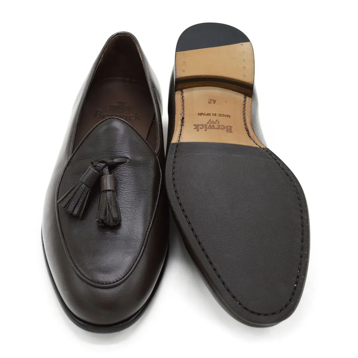 Berwick 1707 Tassel Belgian Loafer (4951) -Dark Brown Deerskin