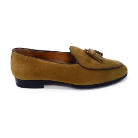 Berwick 1707 Tassel Belgian Loafer (5084) -Kudu Reverse Suede In Peanut