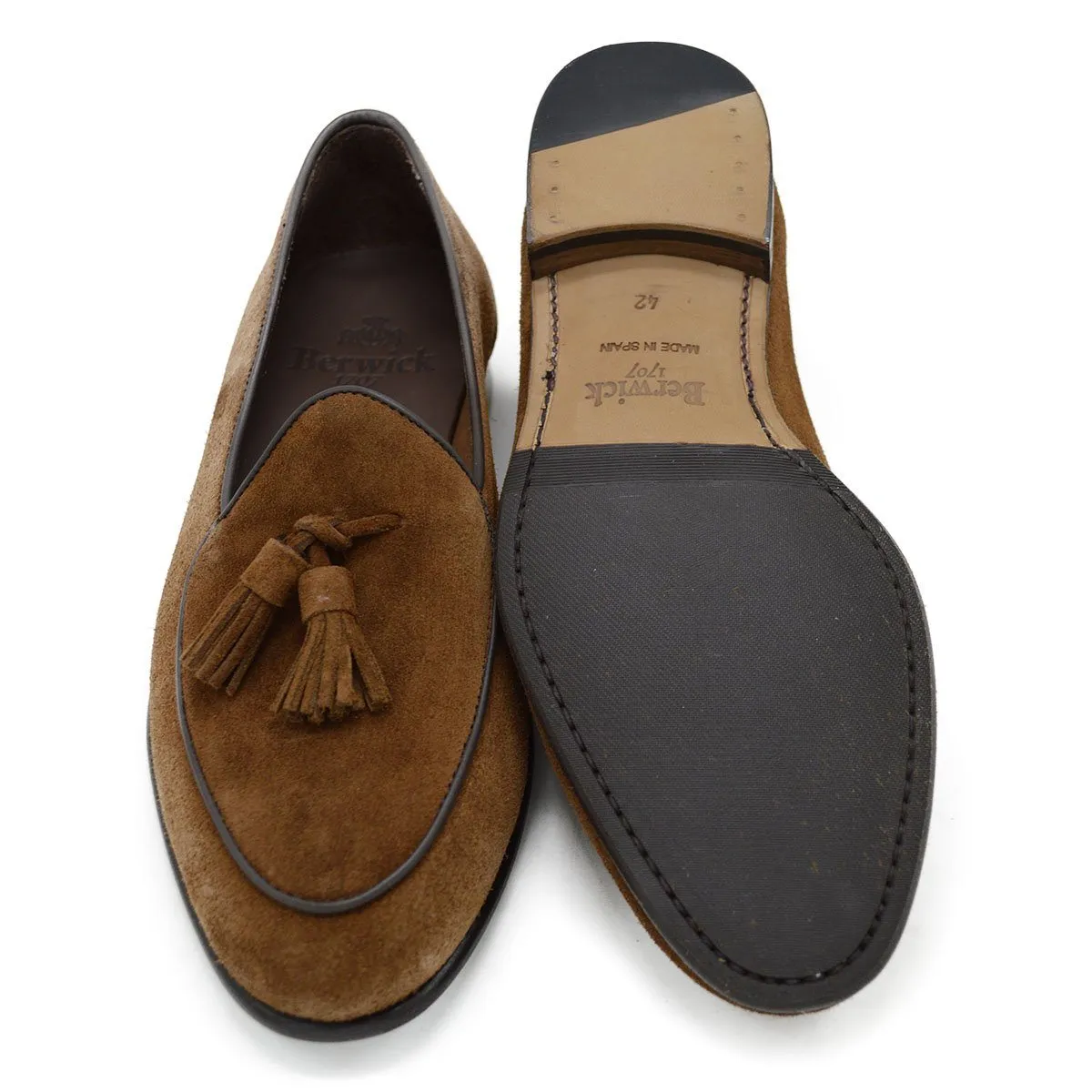 Berwick 1707 Tassel Belgian Loafer (5084) -Kudu Reverse Suede In Snuff Brown