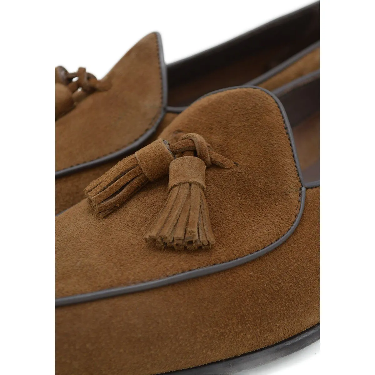 Berwick 1707 Tassel Belgian Loafer (5084) -Kudu Reverse Suede In Snuff Brown