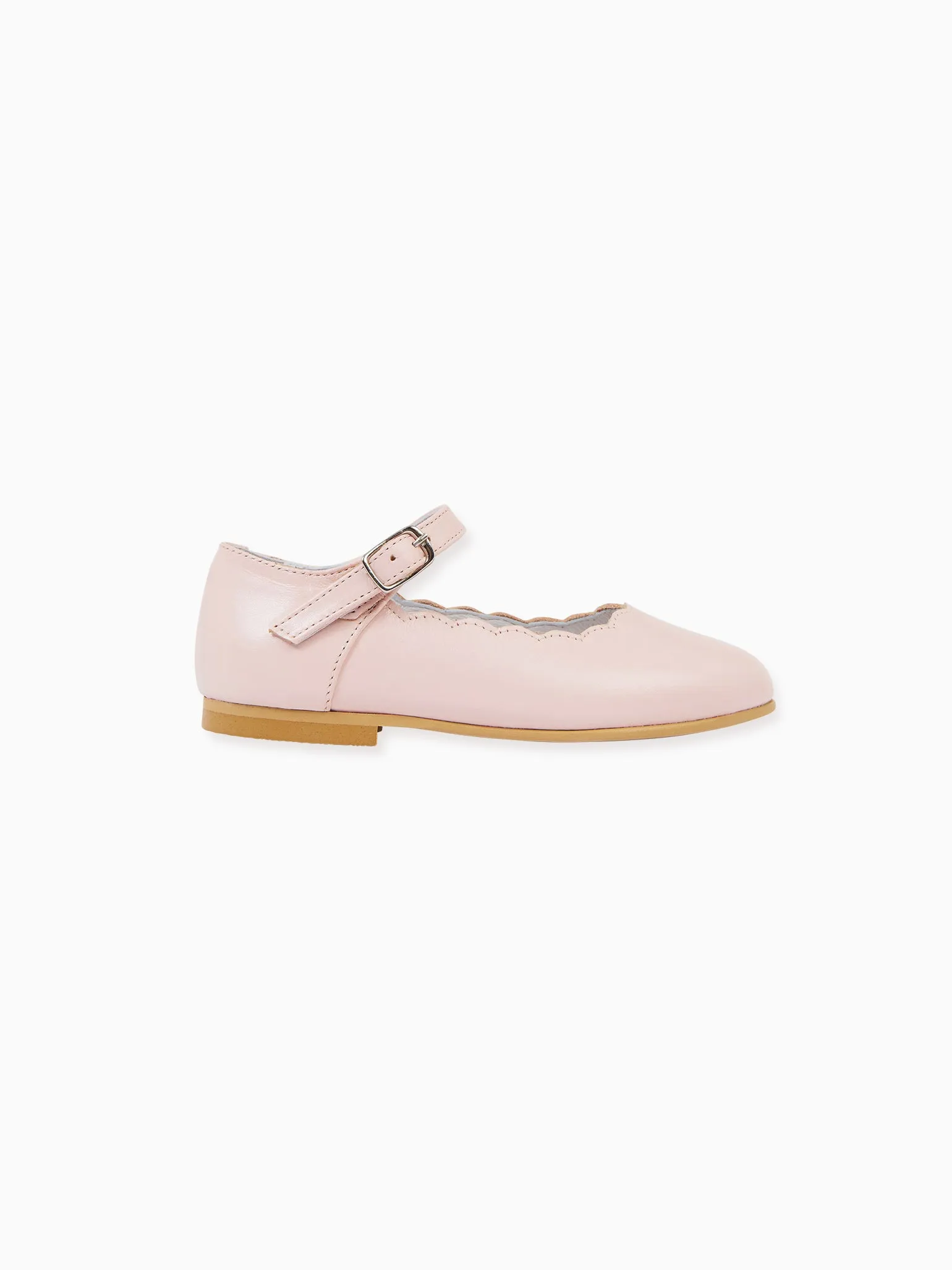 Blush Leather Girl Scallop Mary Jane Shoes