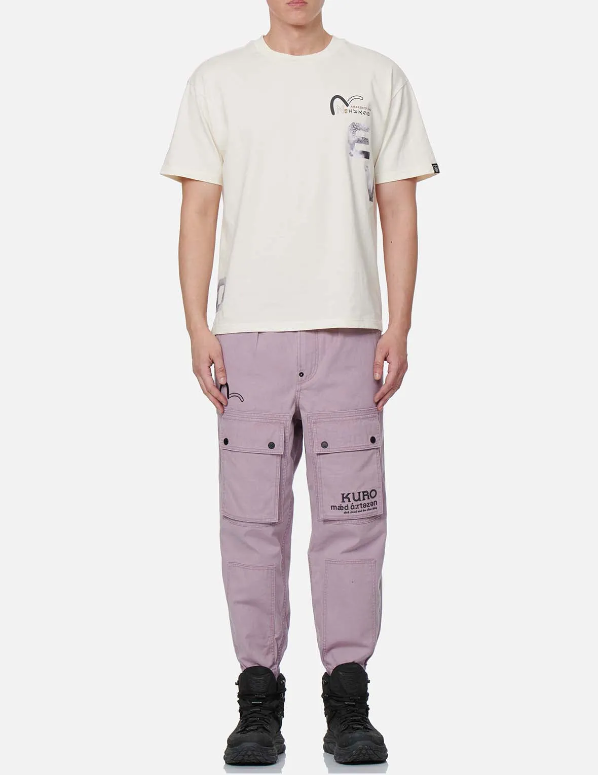 Brocade-pattern Embroidery Cargo Jogger Pants