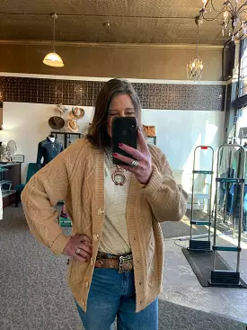 Camel Oversized Grandpa Cardigan