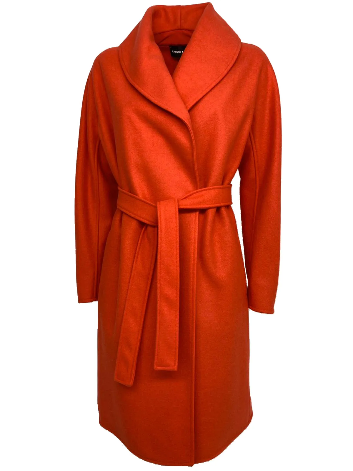 CAPPOTTO DONNA LUNGO ARANCIO CON CINTURA