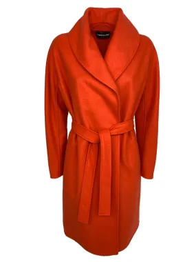 CAPPOTTO DONNA LUNGO ARANCIO CON CINTURA