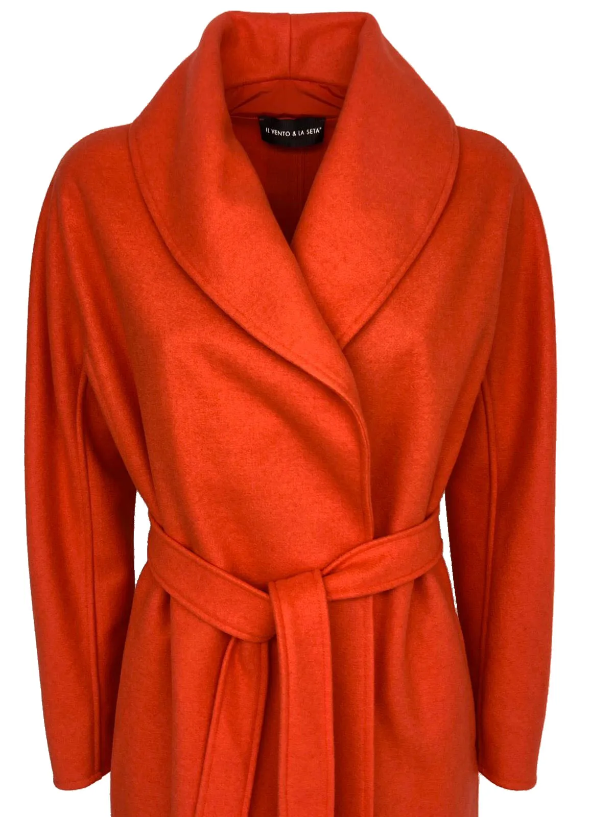 CAPPOTTO DONNA LUNGO ARANCIO CON CINTURA