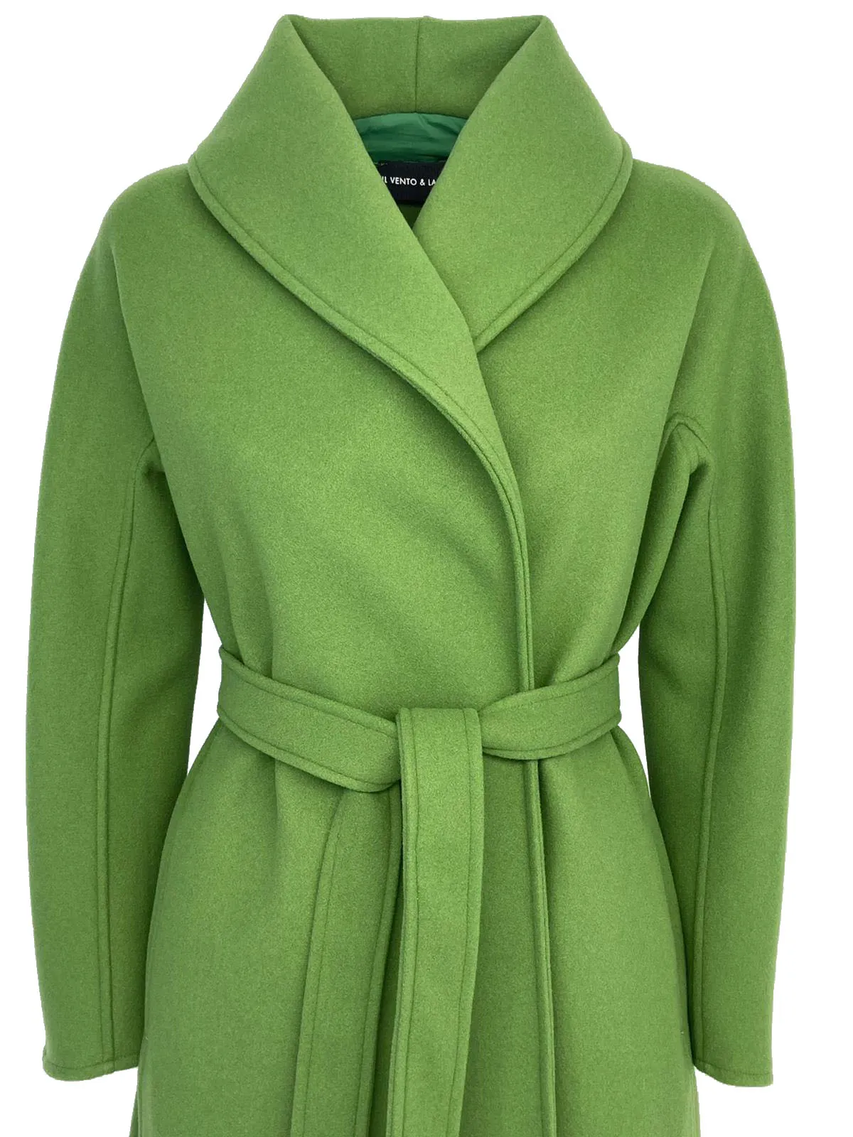 CAPPOTTO DONNA LUNGO VERDE CON CINTURA