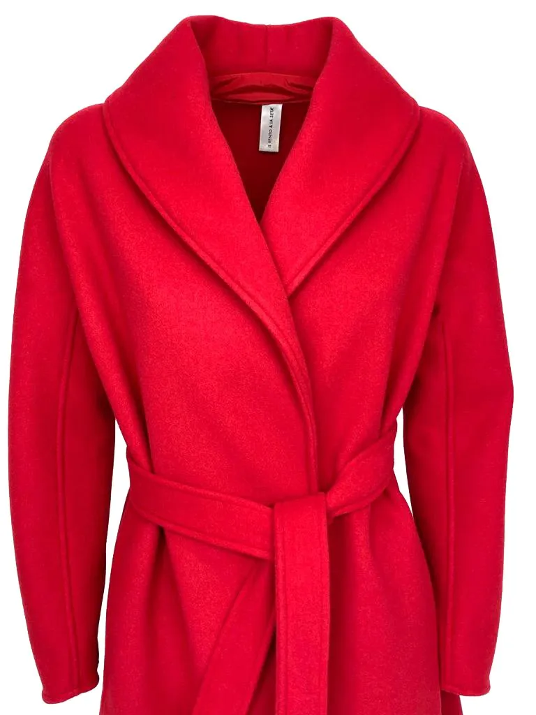 CAPPOTTO DONNA ROSSA CON CINTURA