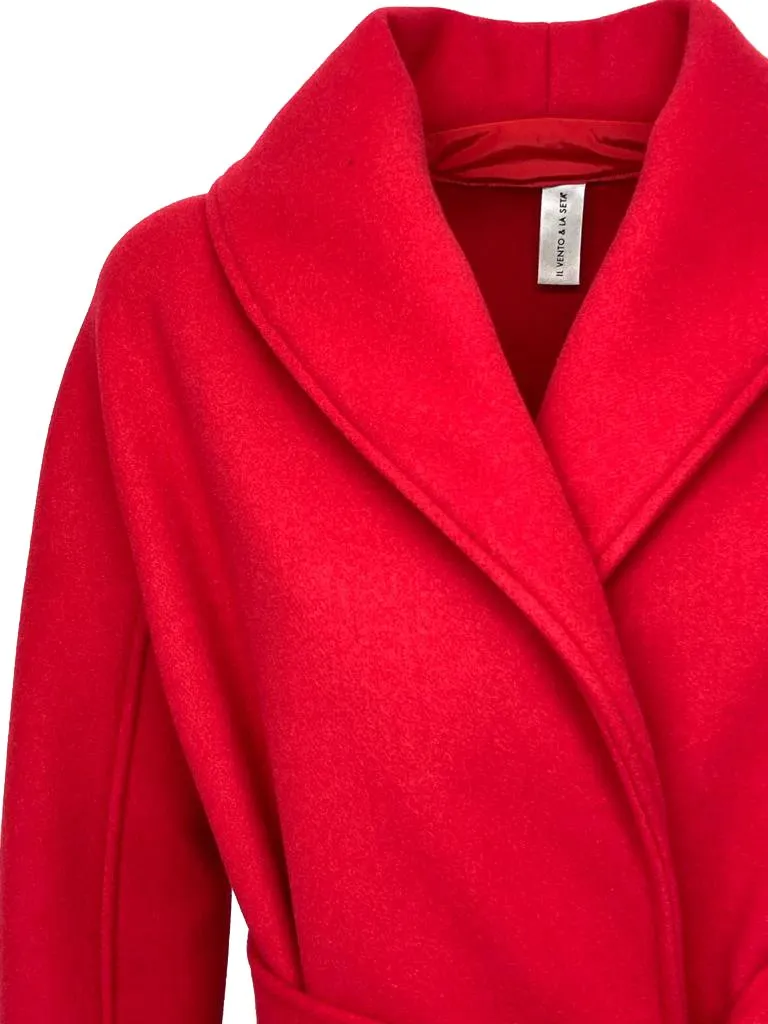 CAPPOTTO DONNA ROSSA CON CINTURA