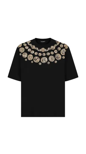 Coin Print Cotton T-shirt - Black