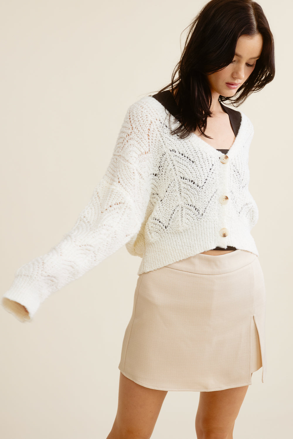 Cream Crochet Cardigan