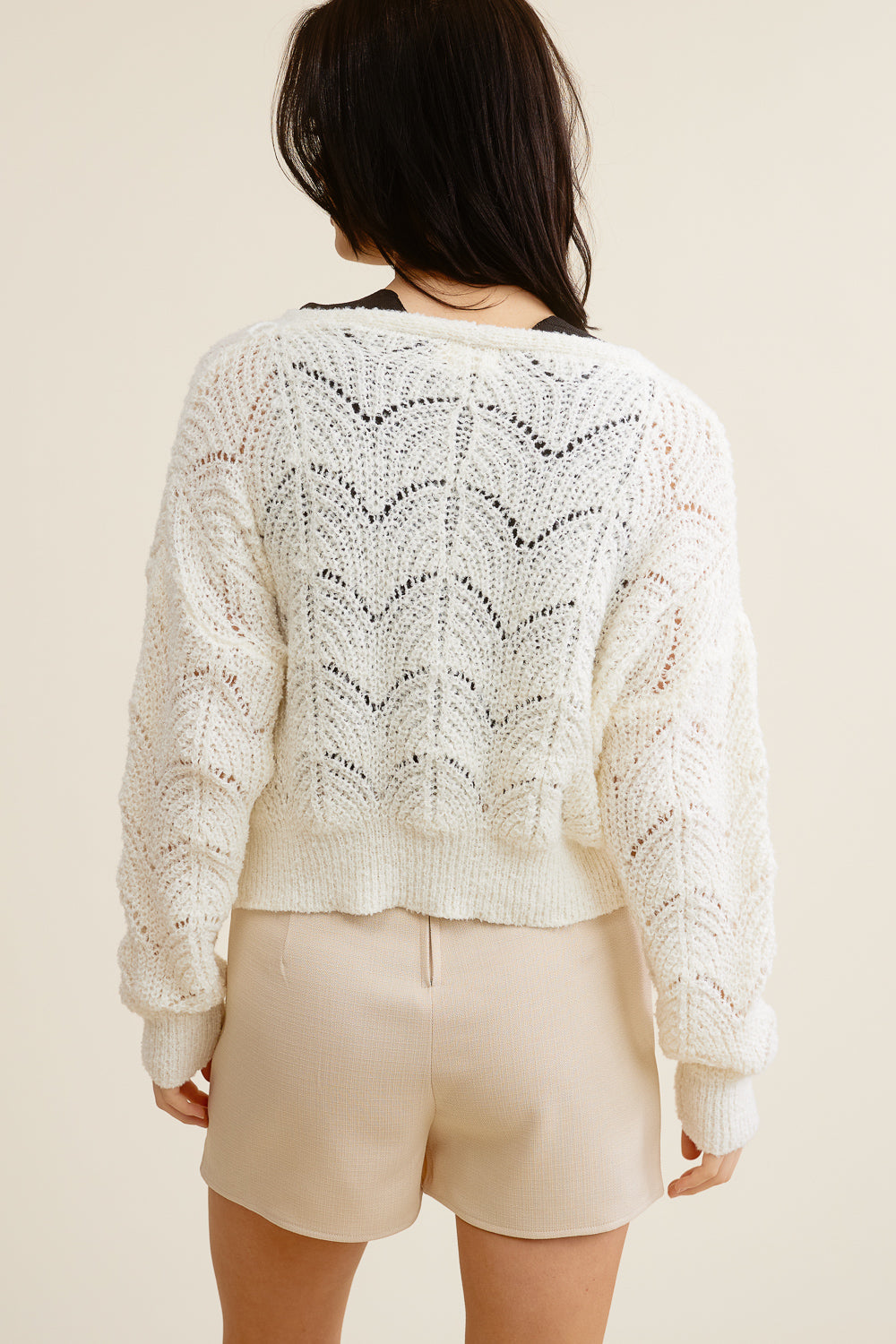 Cream Crochet Cardigan