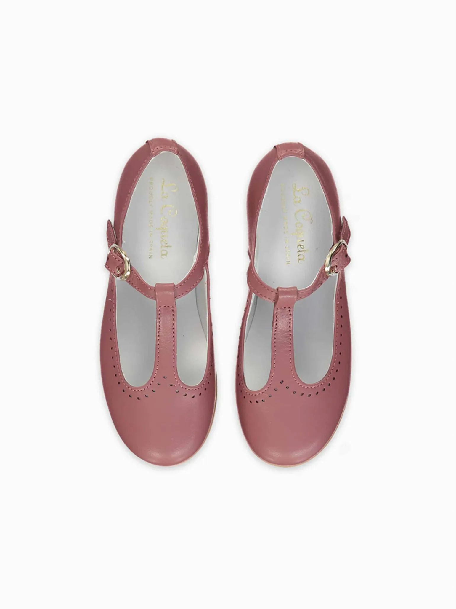 Dusty Pink Leather Girl T-Bar Shoes