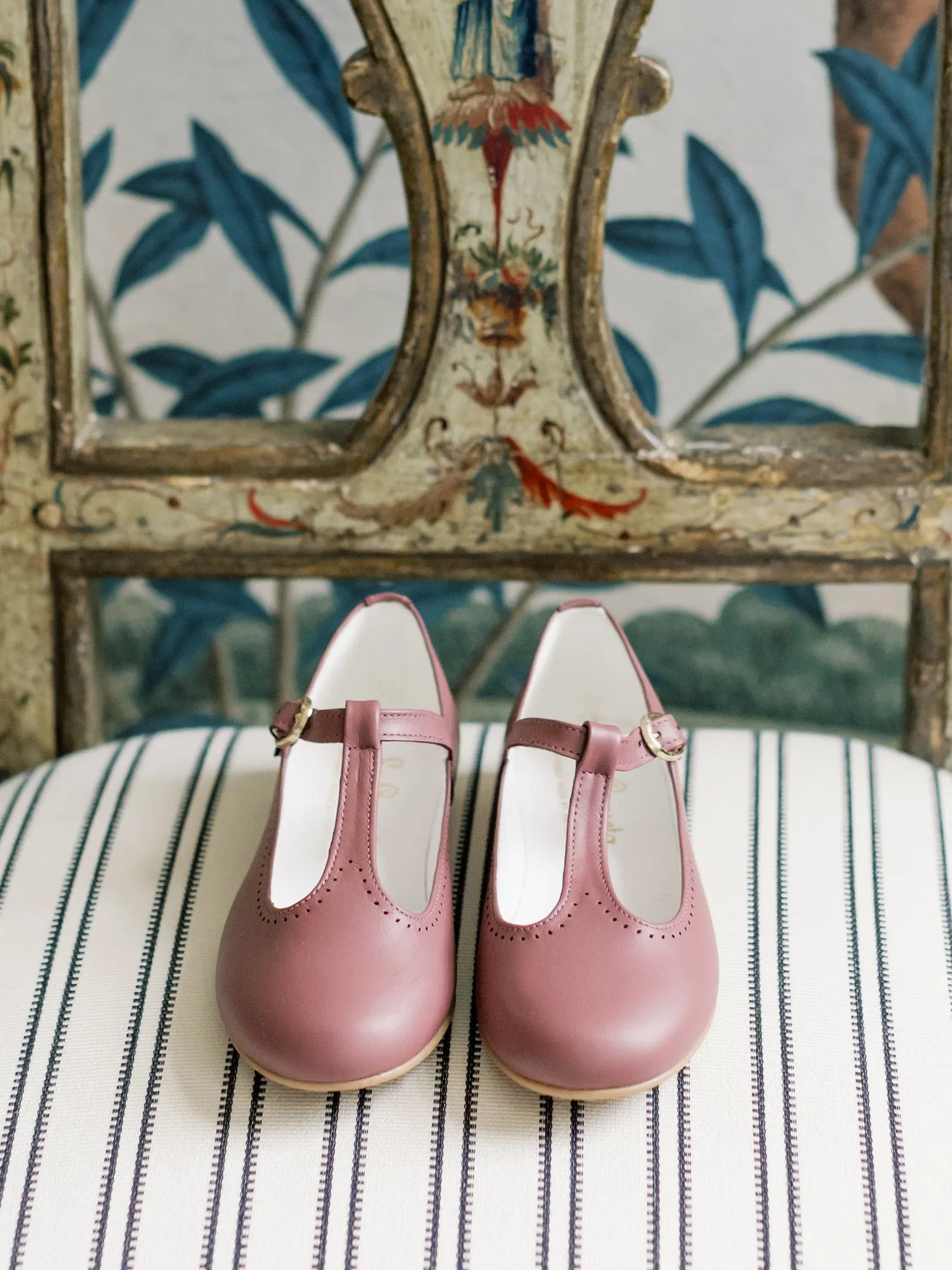 Dusty Pink Leather Girl T-Bar Shoes