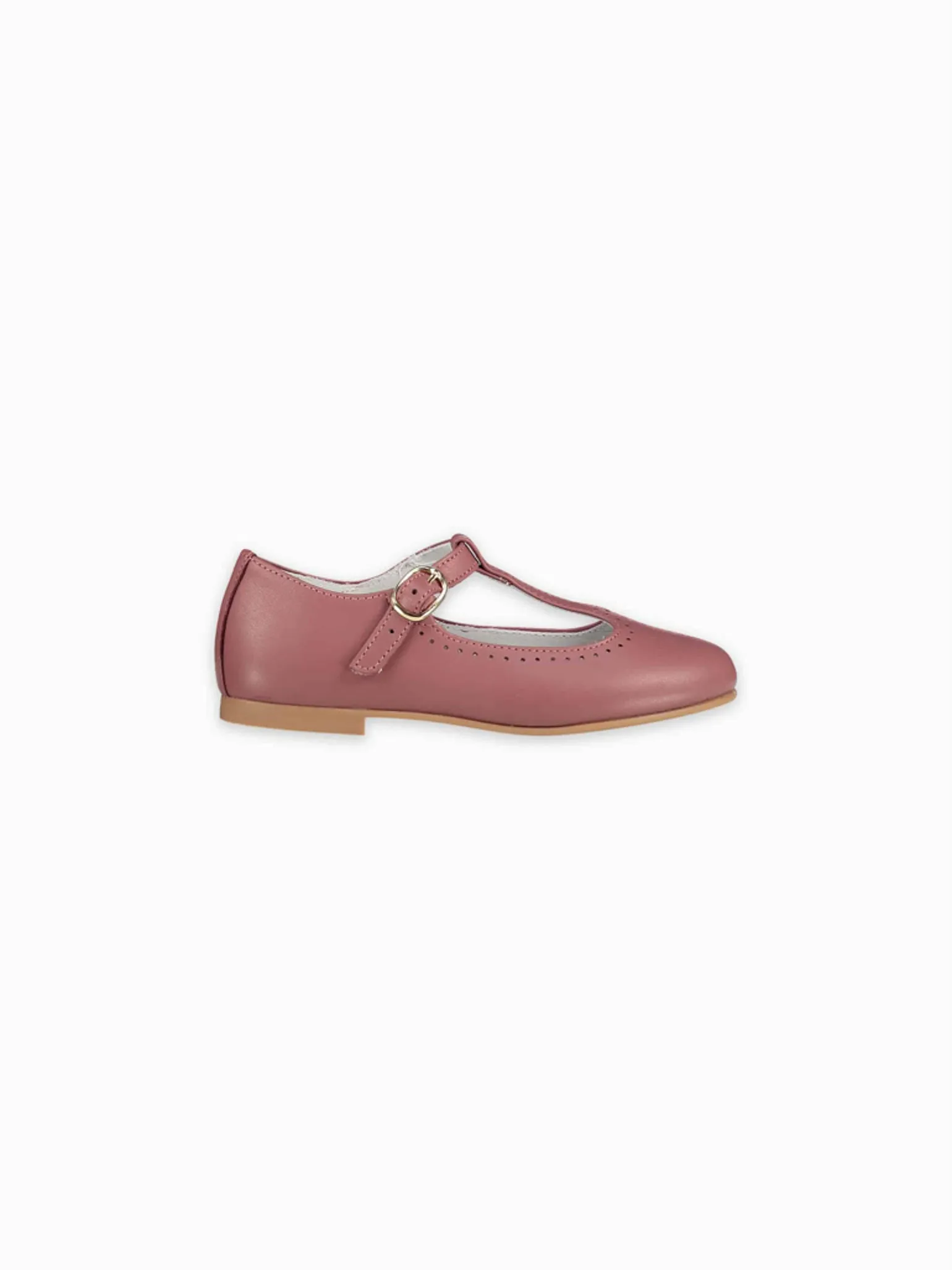 Dusty Pink Leather Girl T-Bar Shoes