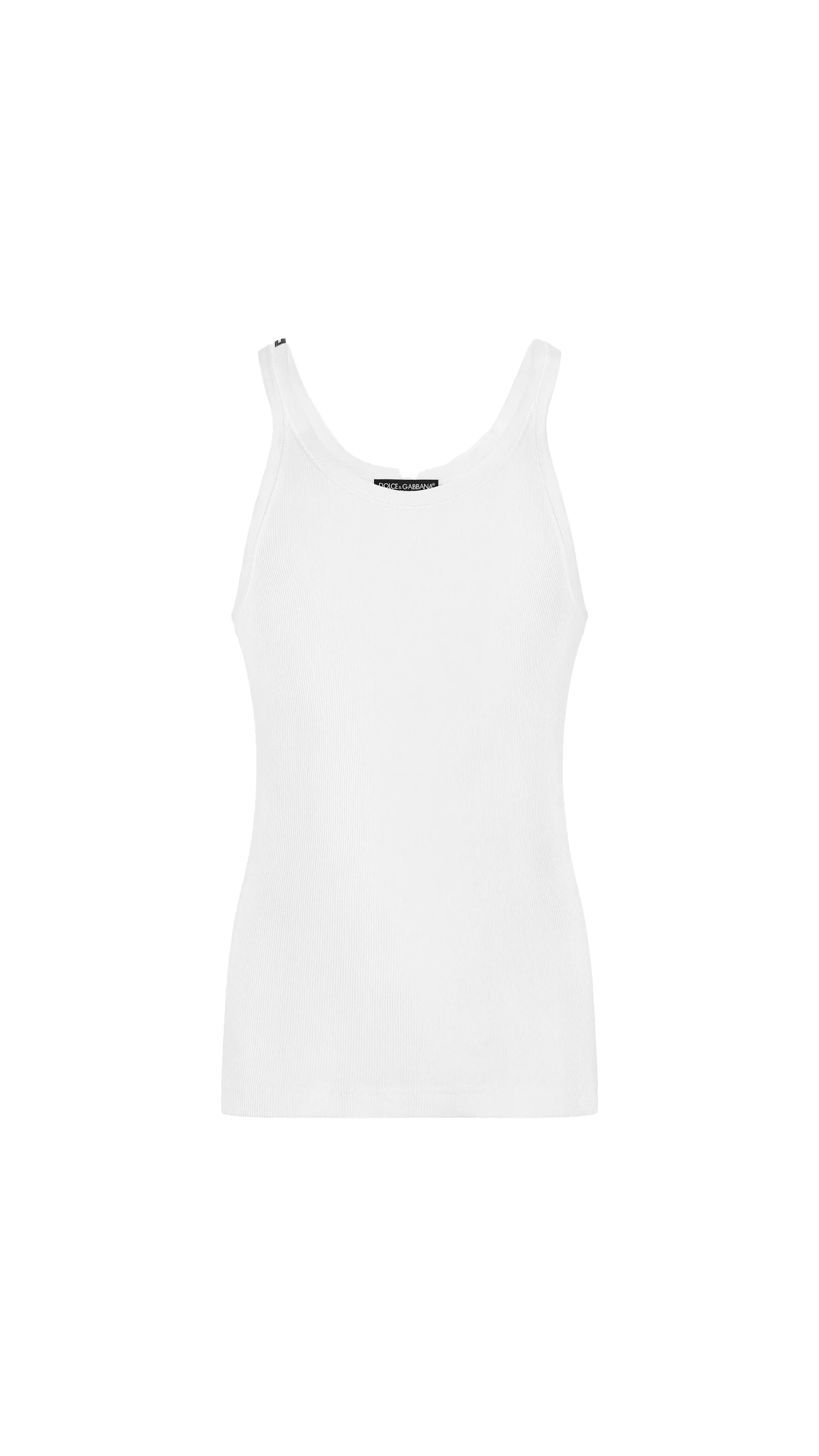 Fine-rib Washed Cotton Singlet - White