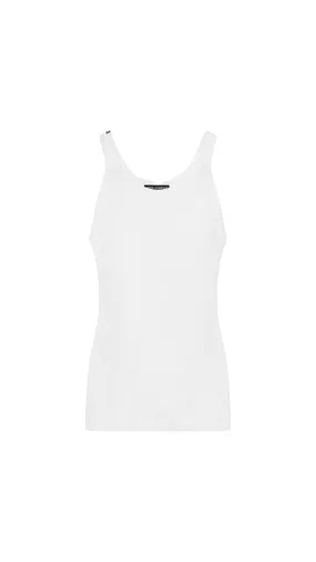 Fine-rib Washed Cotton Singlet - White