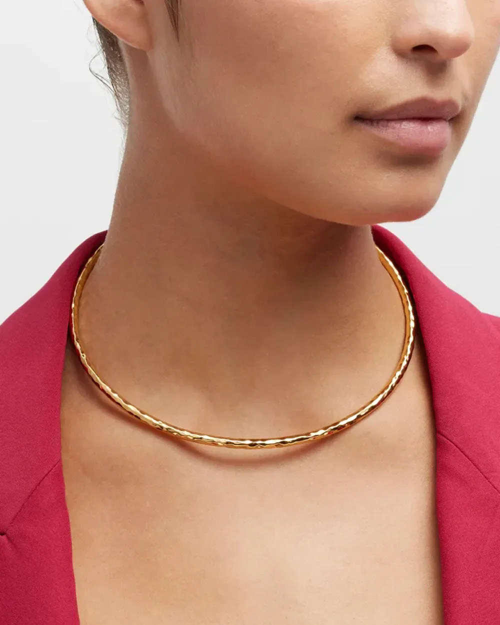 Hammered Gold Collar Necklace