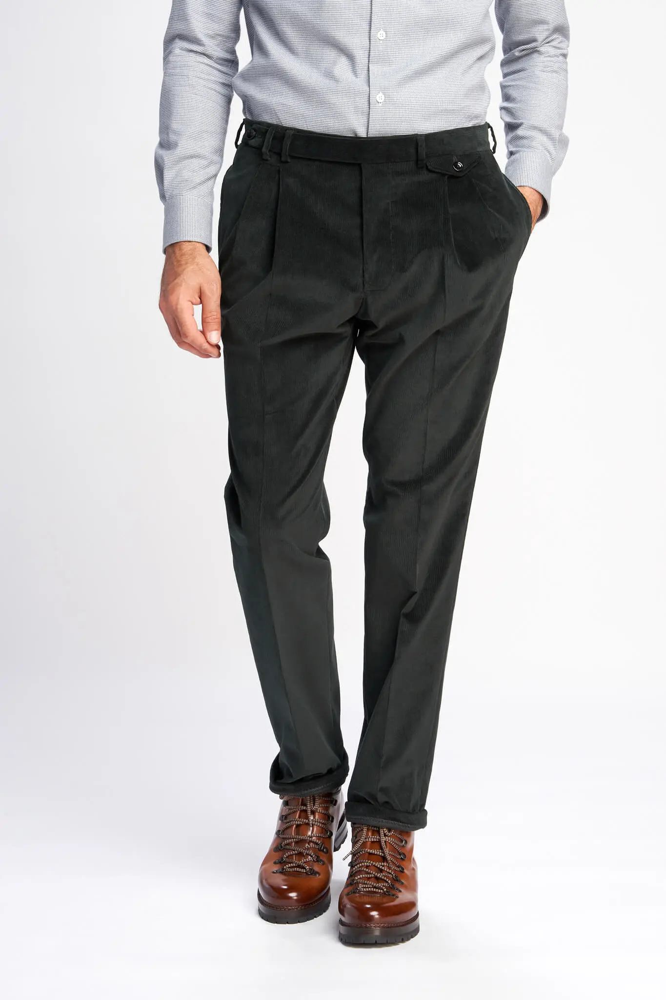 Lowell stretch corduroy wide pleated pants