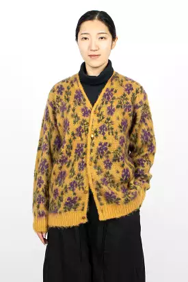 Mohair Cardigan Floral Yellow