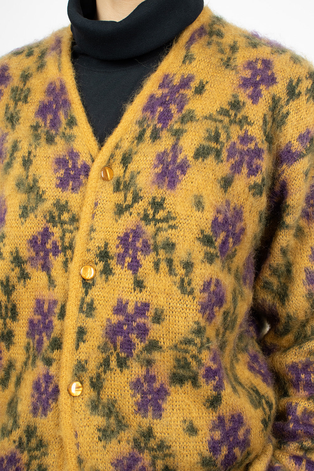 Mohair Cardigan Floral Yellow