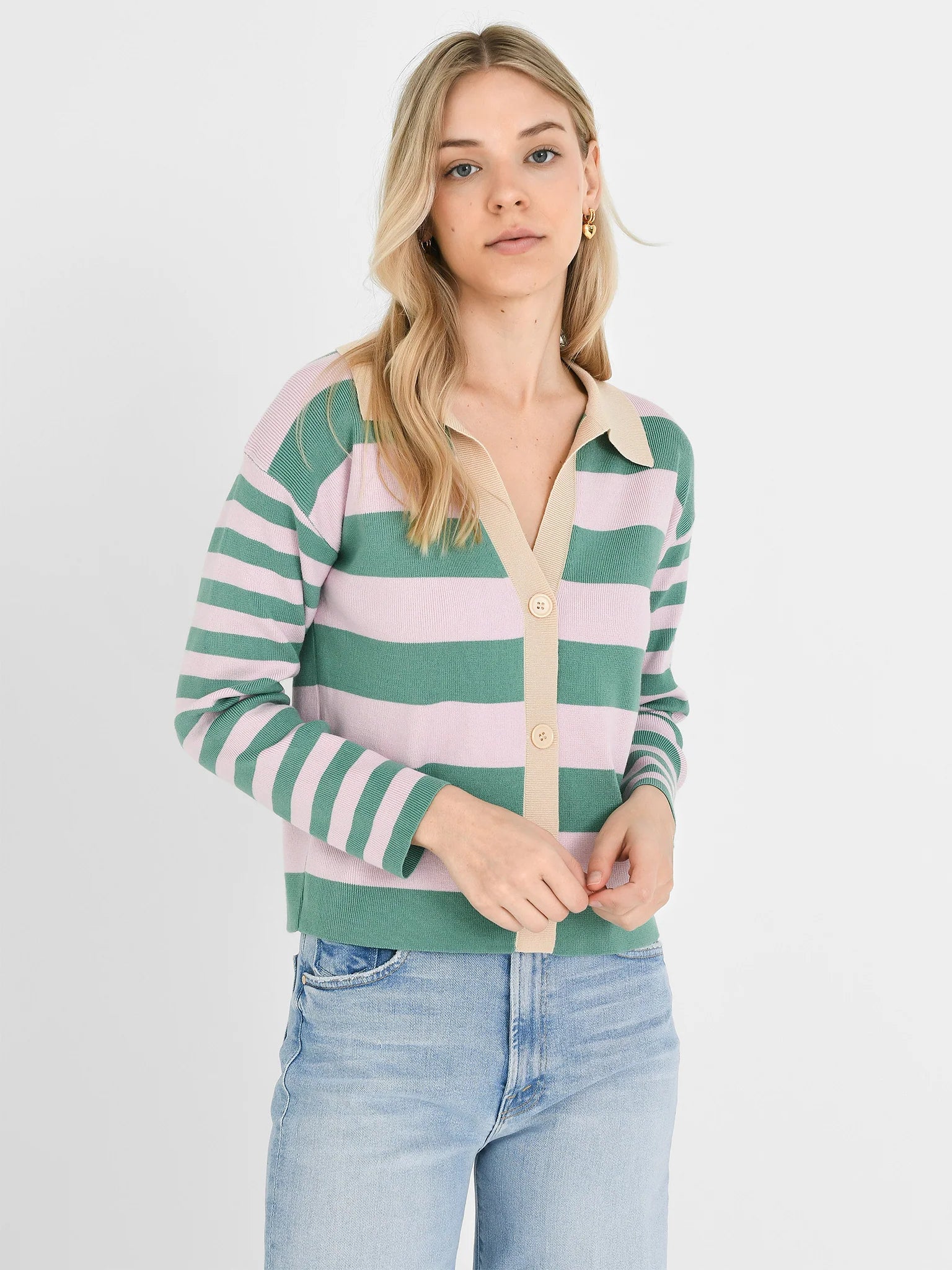 Mondrian Cardigan | Striped Lilac