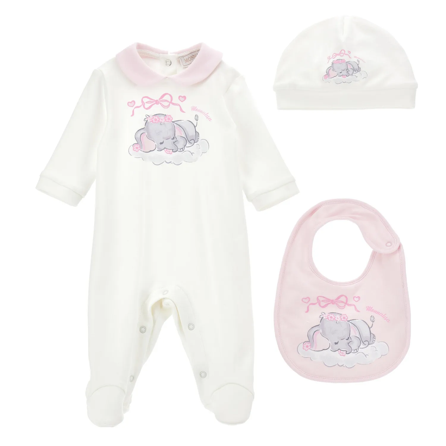 Monnalisa Baby suit + Hat + Bib pink 35D500_4004_0191