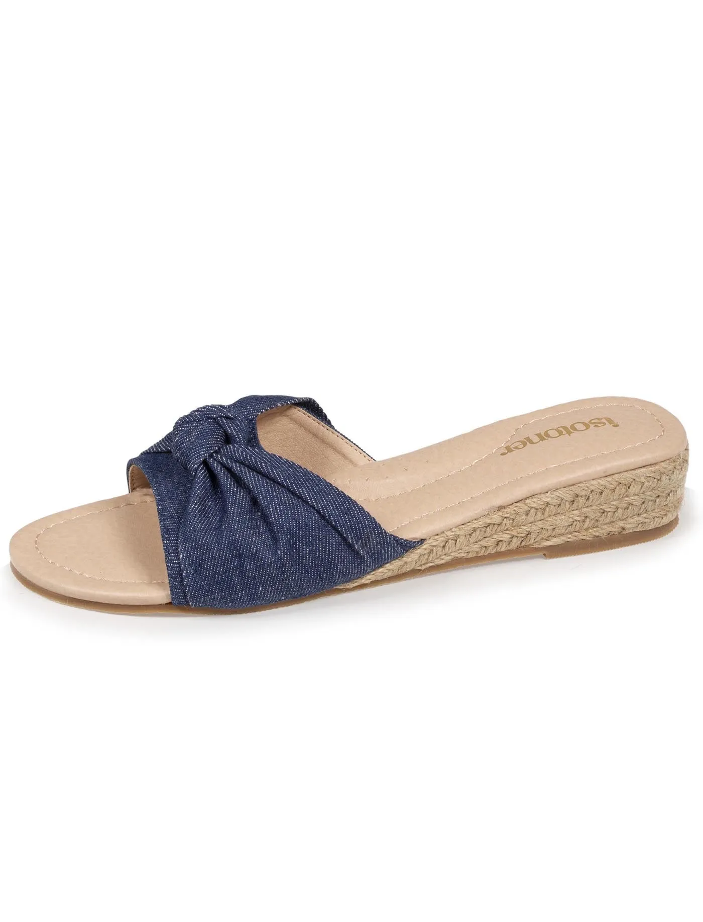 Mules Femme talon effet jean Bleu