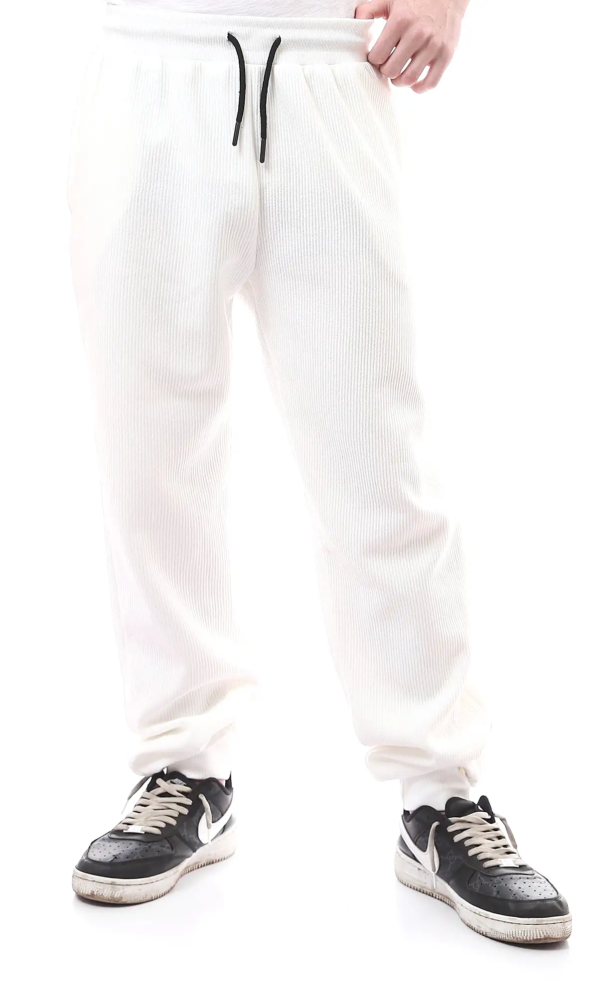 O176392 Slip On Ribbed Off-White Jogger Pants