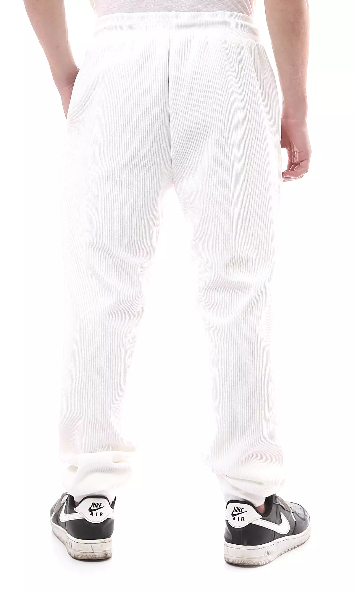 O176392 Slip On Ribbed Off-White Jogger Pants