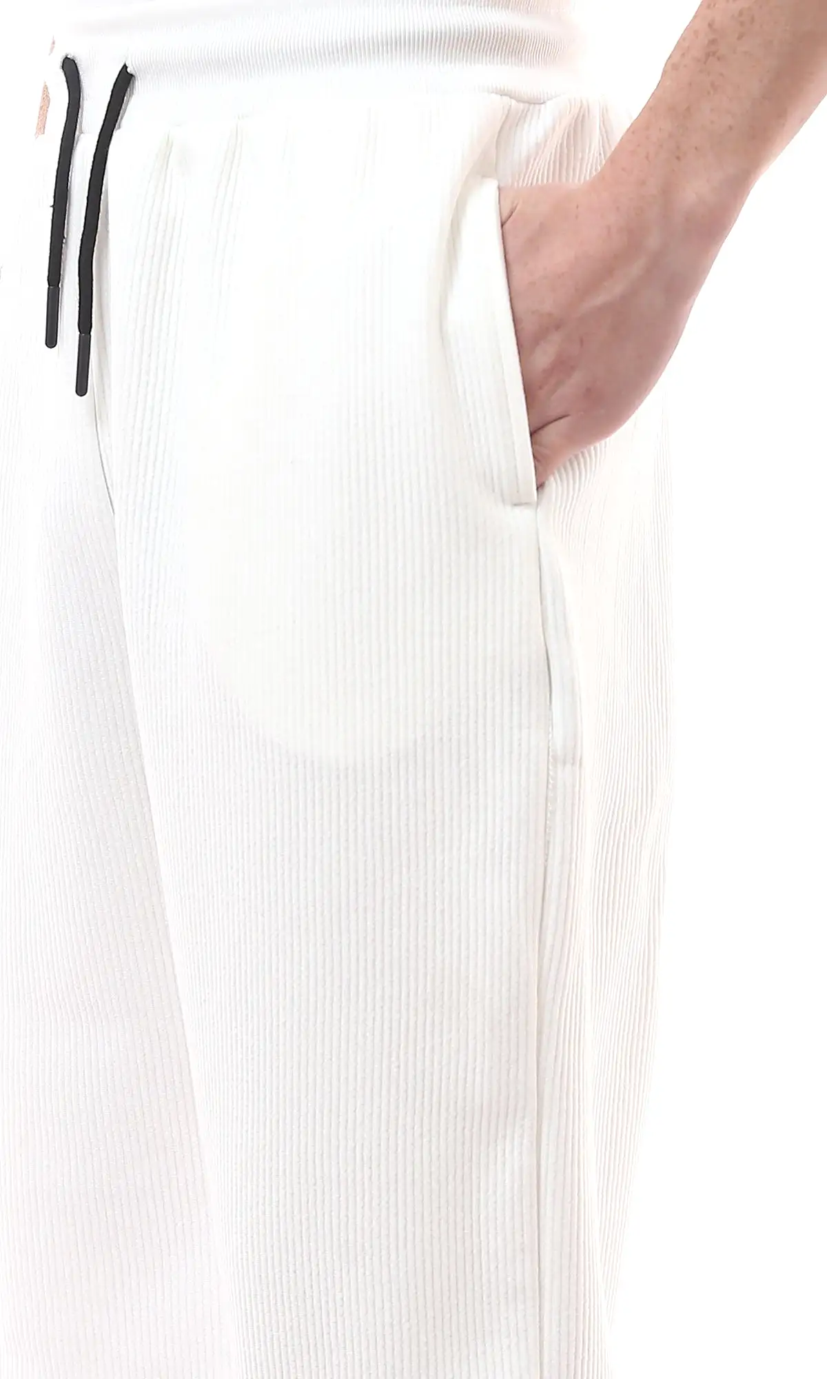 O176392 Slip On Ribbed Off-White Jogger Pants