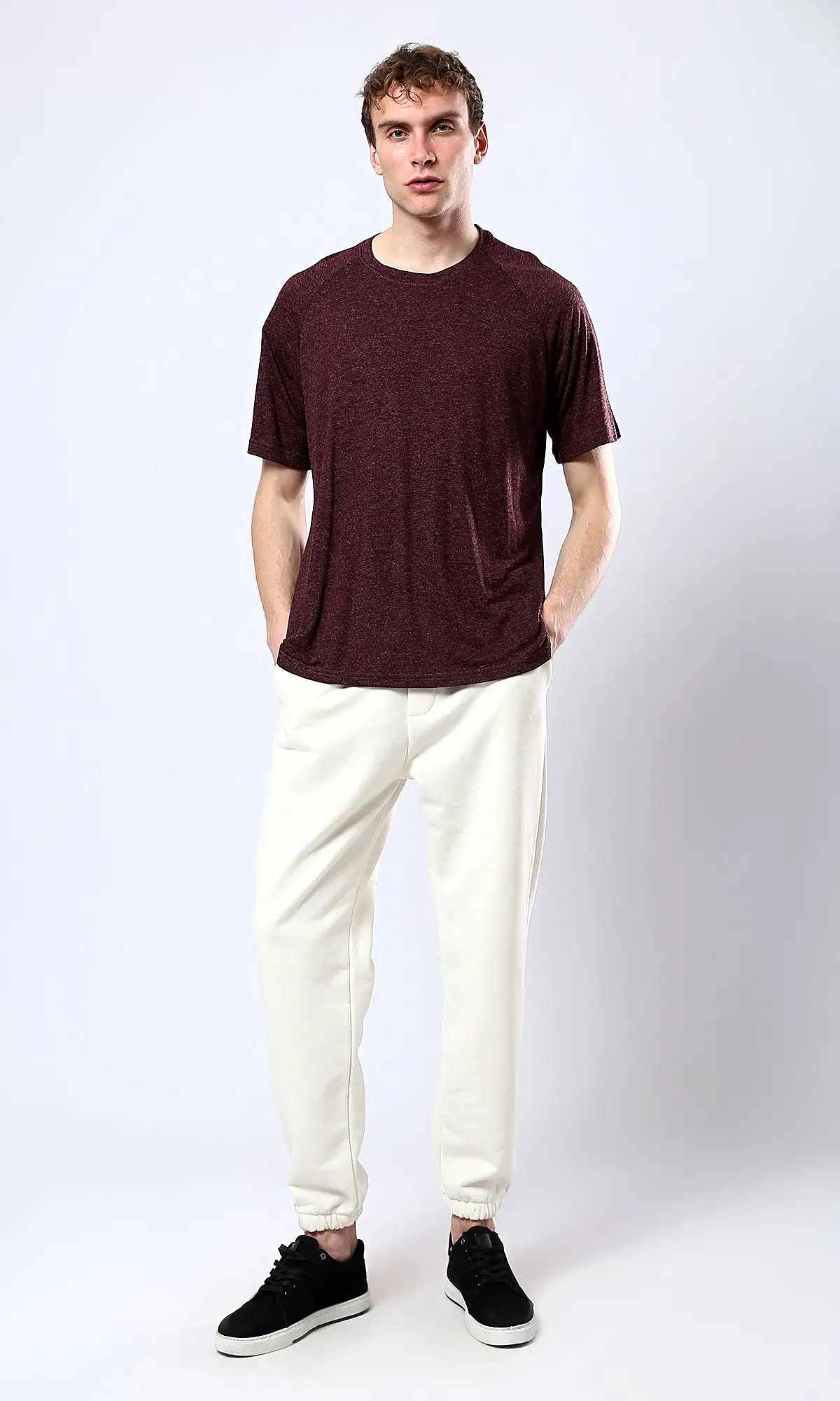 O178903 Slip On Beige Casual Jogger Pants