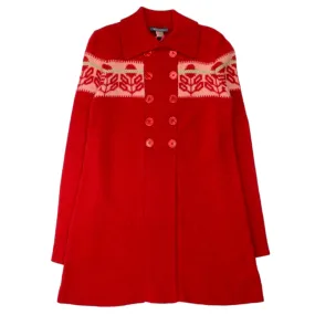 Orla Kiely Red Double Breasted Long Cardigan