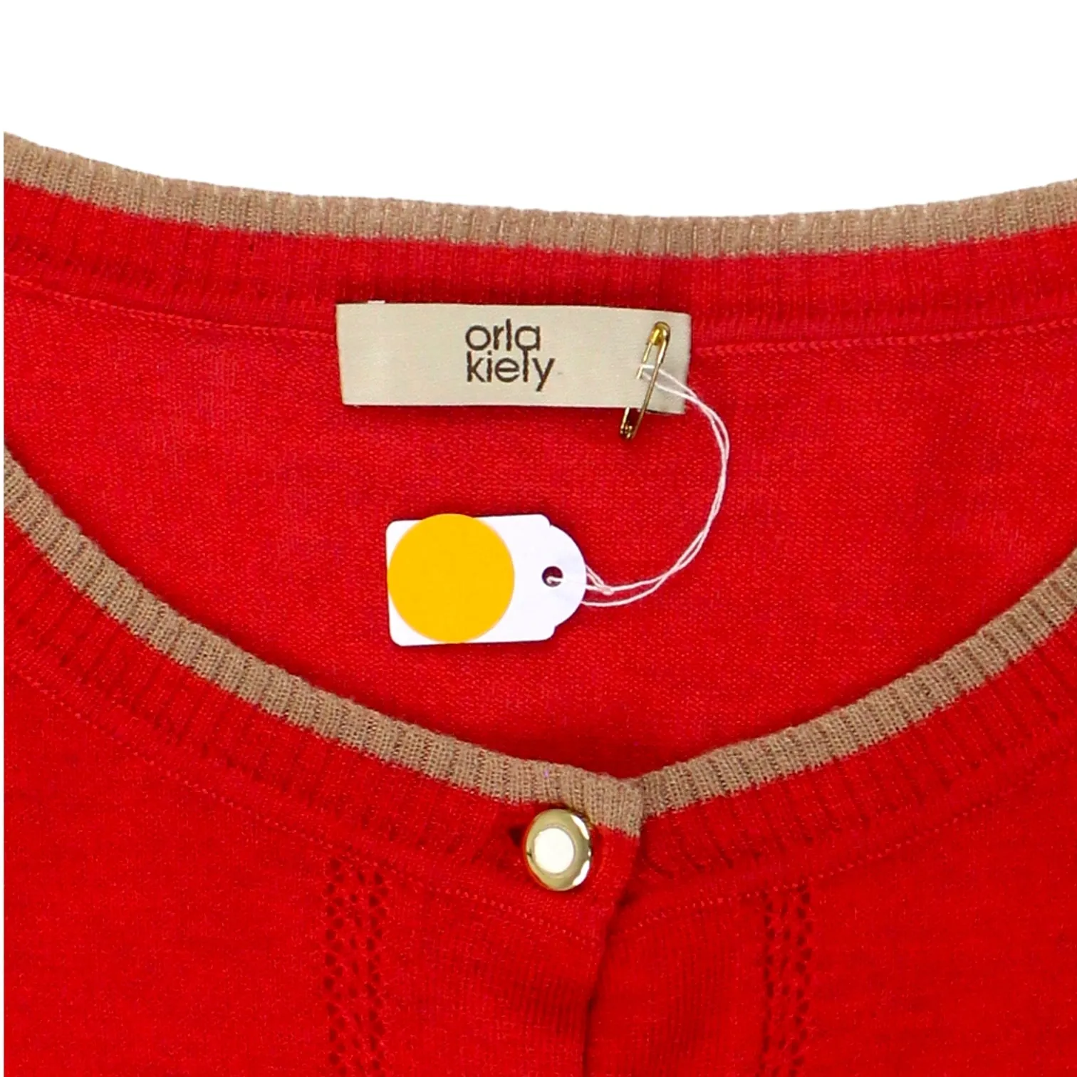 Orla Kiely Red Pointelle Knit Cardigan