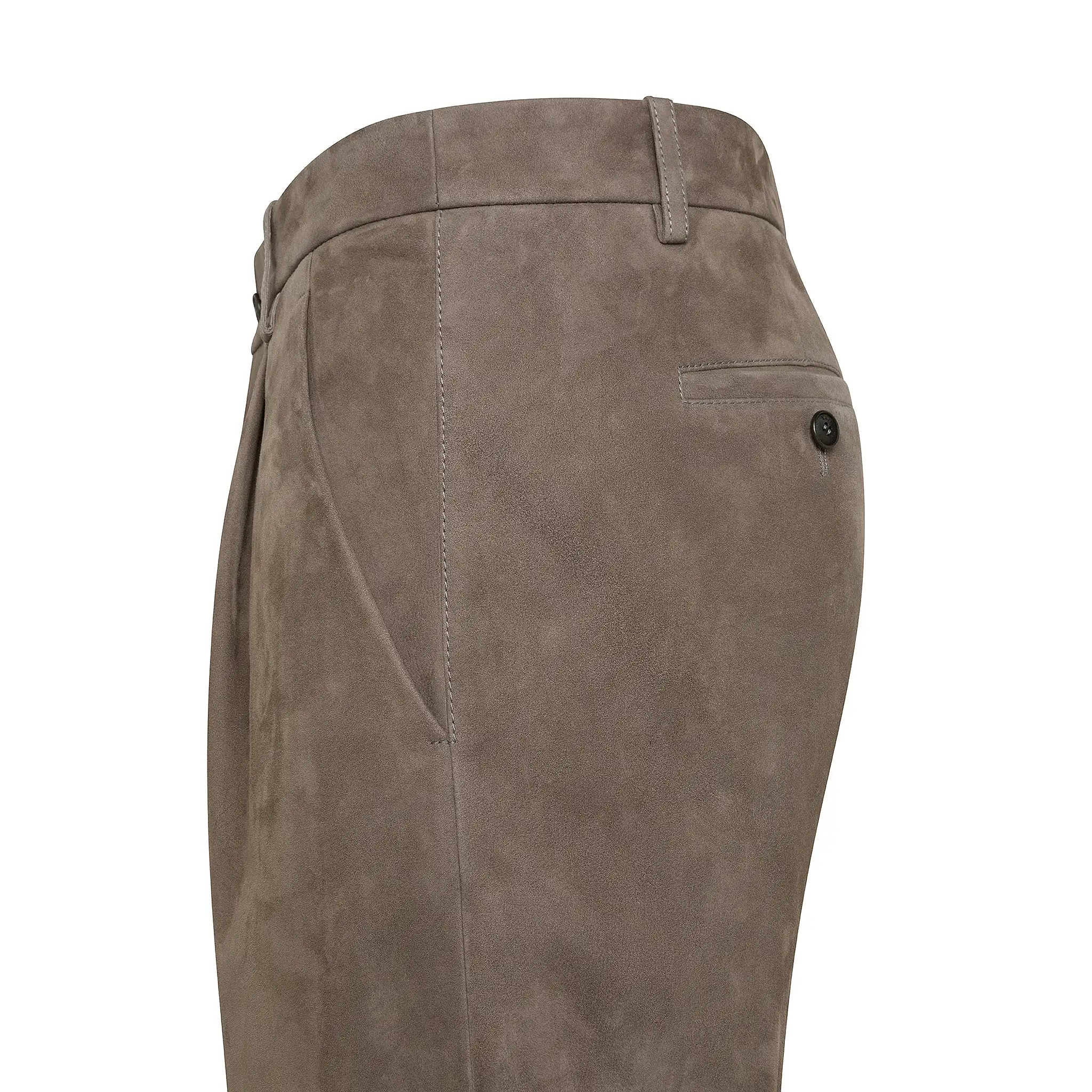 Raul Suede Leather Pleated Chino Pants