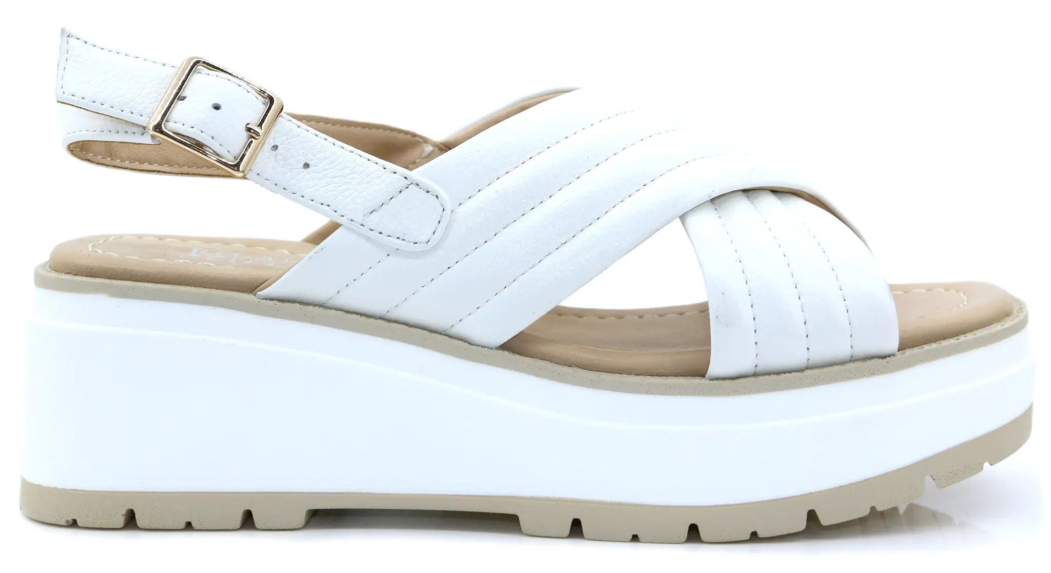 Regarde Le Ciel White Leather Platform Sandal