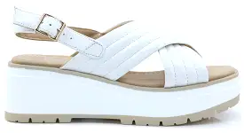 Regarde Le Ciel White Leather Platform Sandal